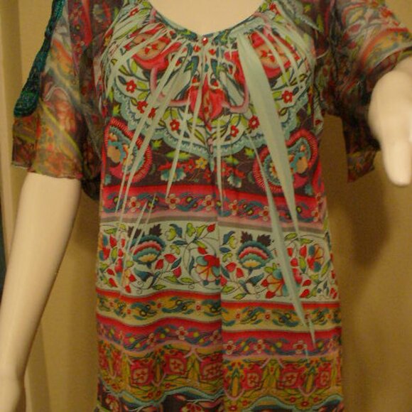 MULTI COLORED BOHEMIAN TOP - Picture 1 of 4
